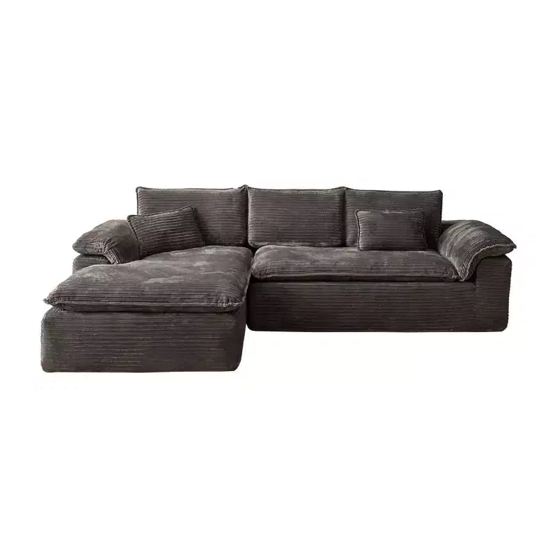 HOMLUX 112 Modern Sectional Sofa with Curved Armrests, Plush Corduroy Upholstery, No Assembly Needed