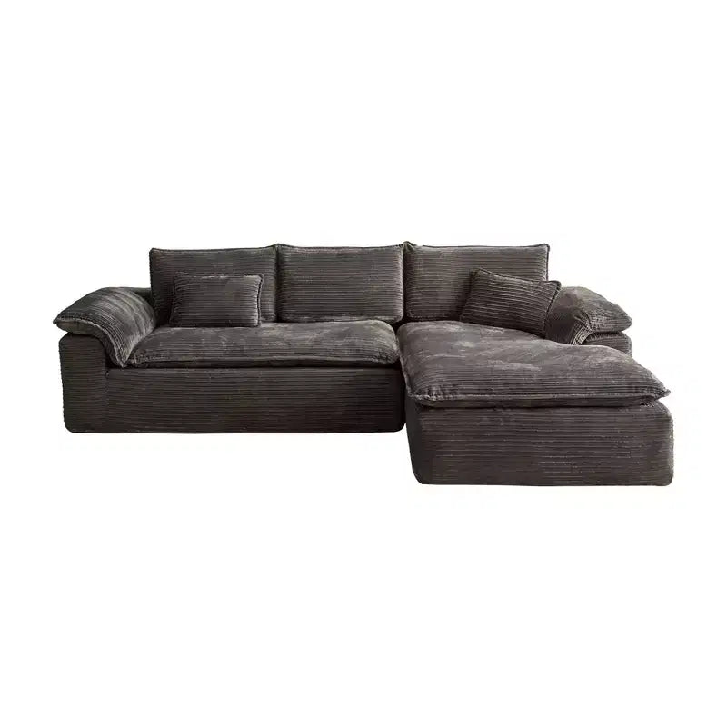 HOMLUX 112 Modern Sectional Sofa with Curved Armrests, Plush Corduroy Upholstery, No Assembly Needed