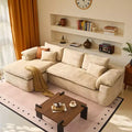 HOMLUX 112 Modern Sectional Sofa with Curved Armrests, Plush Corduroy Upholstery, No Assembly Needed