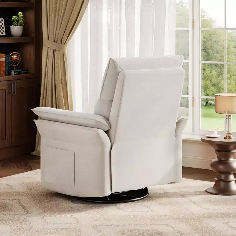 Recliner Chair, 360 Swivel Rocker Glider Nursery Chair with Padded Armrest and Deep Seat, PU Leather Upholstered Reclining Sofa Chair