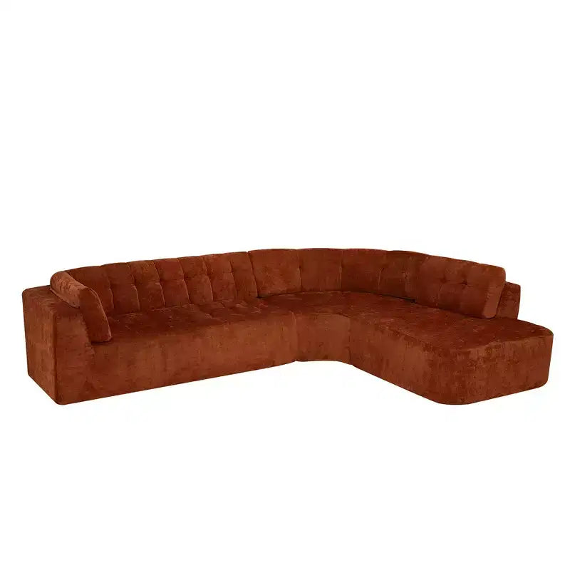 Whisen 119'' Modern L-Style Sectional Sofa, Minimalist Curved Right-Hand Facing Couch with Arms, Tufted Design, No Assembly Required