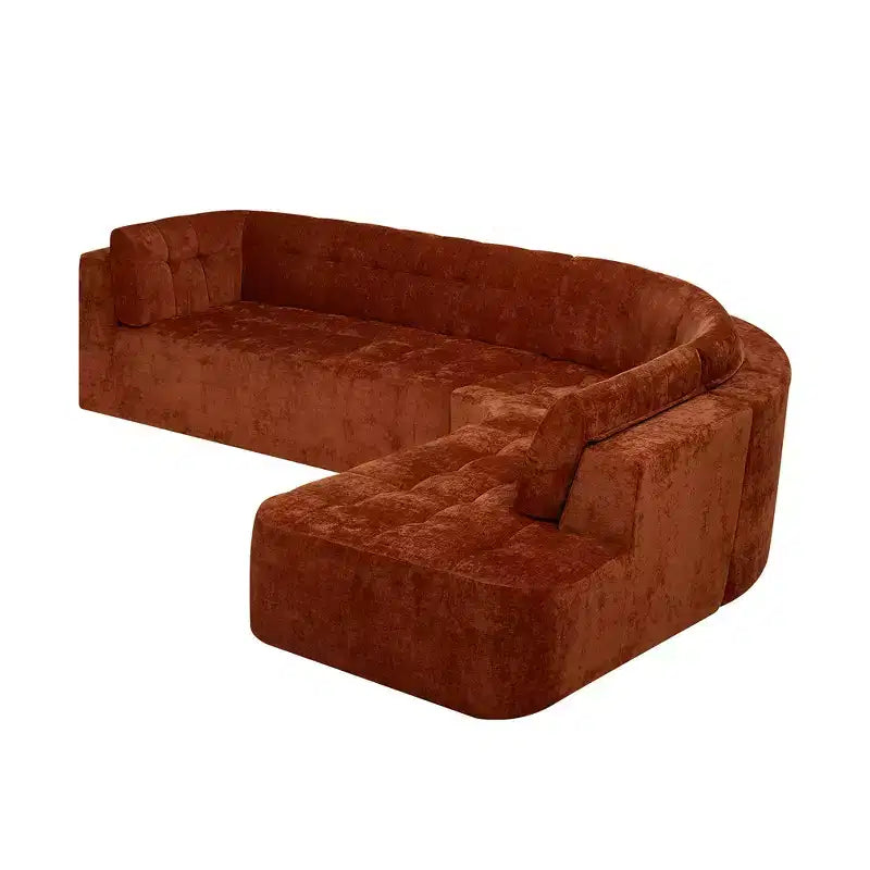 Whisen 119'' Modern L-Style Sectional Sofa, Minimalist Curved Right-Hand Facing Couch with Arms, Tufted Design, No Assembly Required