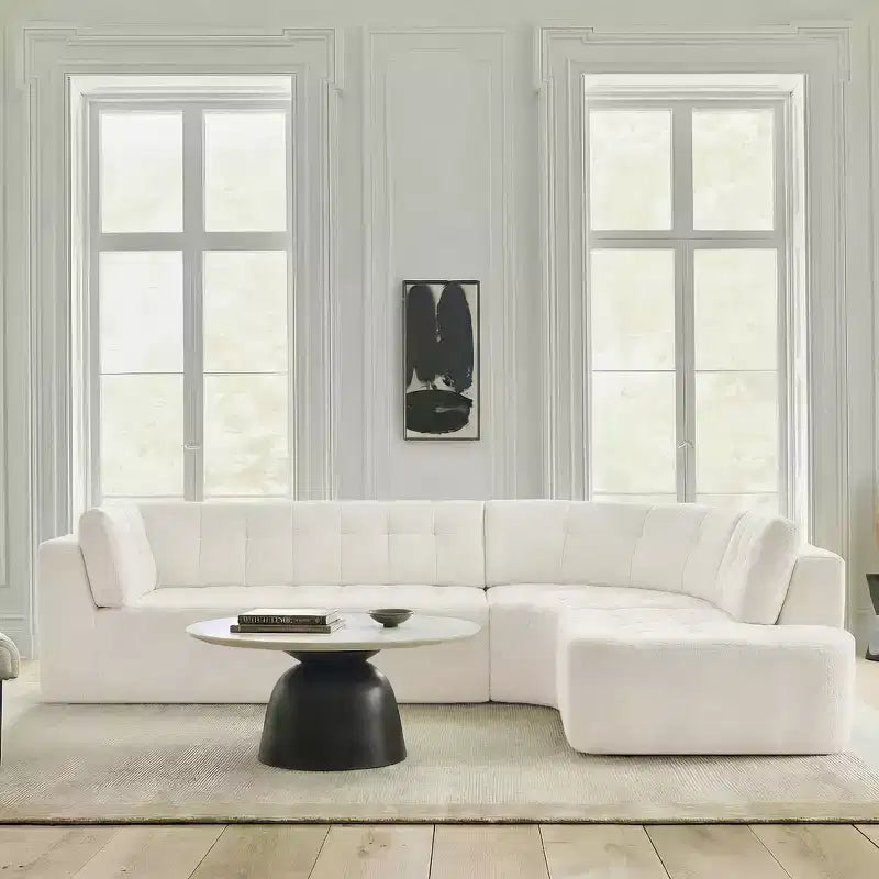 Whisen 119'' Modern L-Style Sectional Sofa, Minimalist Curved Right-Hand Facing Couch with Arms, Tufted Design, No Assembly Required