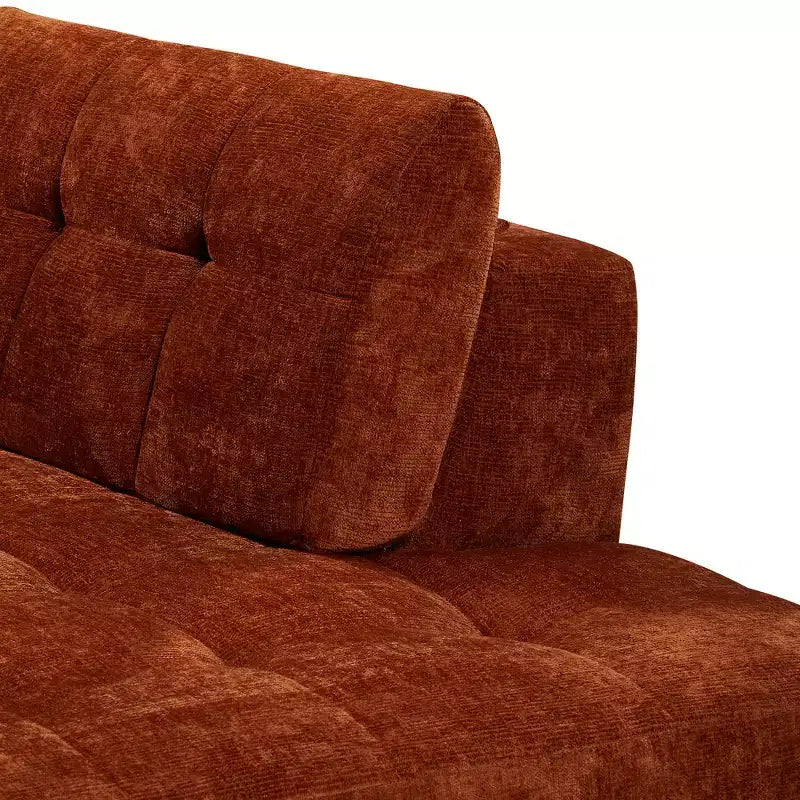 Whisen 119'' Modern L-Style Sectional Sofa, Minimalist Curved Right-Hand Facing Couch with Arms, Tufted Design, No Assembly Required