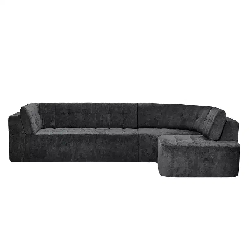Whisen 119'' Modern L-Style Sectional Sofa, Minimalist Curved Right-Hand Facing Couch with Arms, Tufted Design, No Assembly Required