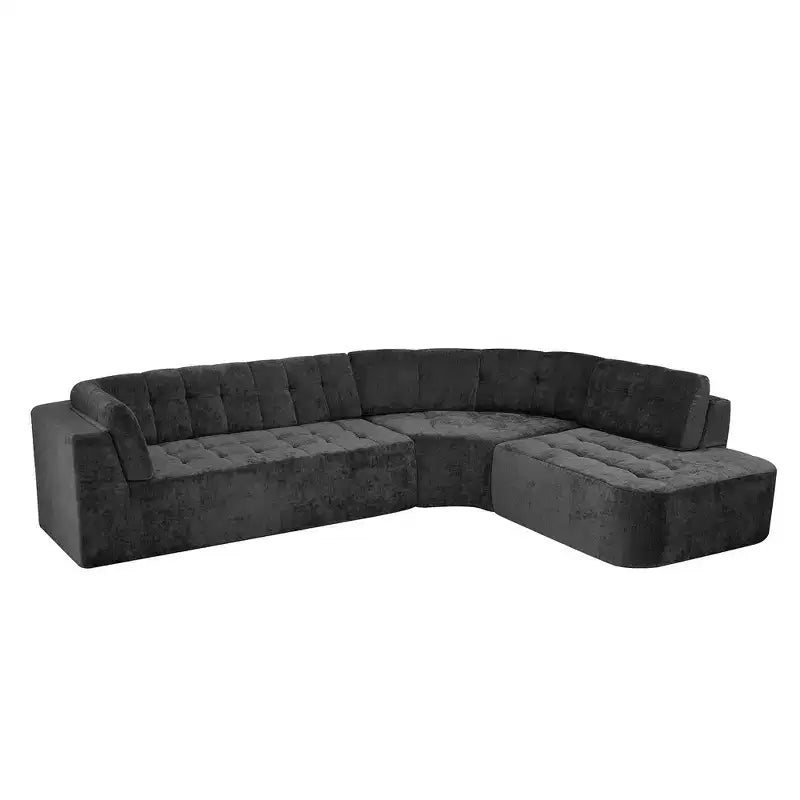 Whisen 119'' Modern L-Style Sectional Sofa, Minimalist Curved Right-Hand Facing Couch with Arms, Tufted Design, No Assembly Required