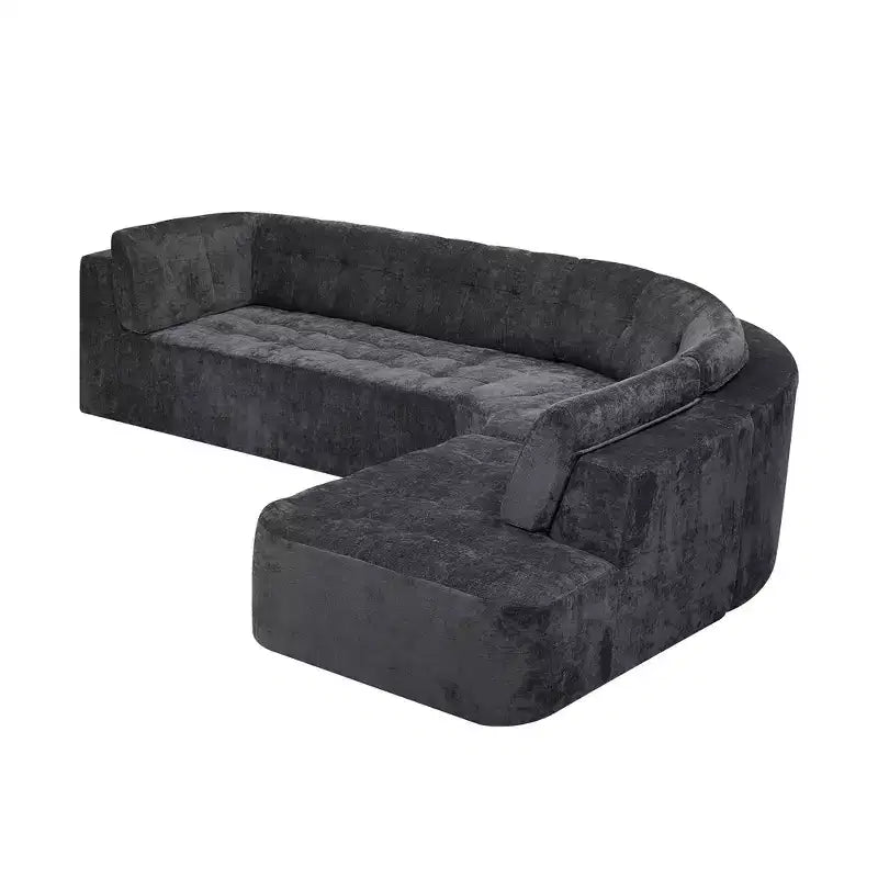 Whisen 119'' Modern L-Style Sectional Sofa, Minimalist Curved Right-Hand Facing Couch with Arms, Tufted Design, No Assembly Required