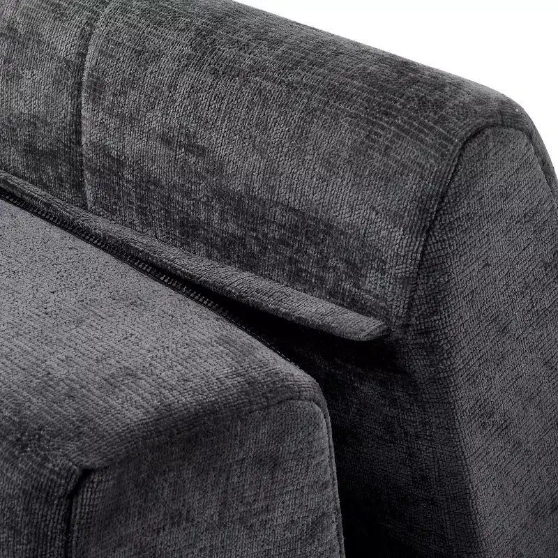 Whisen 119'' Modern L-Style Sectional Sofa, Minimalist Curved Right-Hand Facing Couch with Arms, Tufted Design, No Assembly Required
