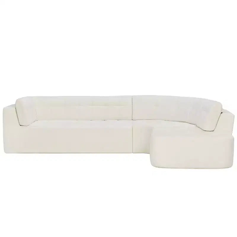 Whisen 119'' Modern L-Style Sectional Sofa, Minimalist Curved Right-Hand Facing Couch with Arms, Tufted Design, No Assembly Required
