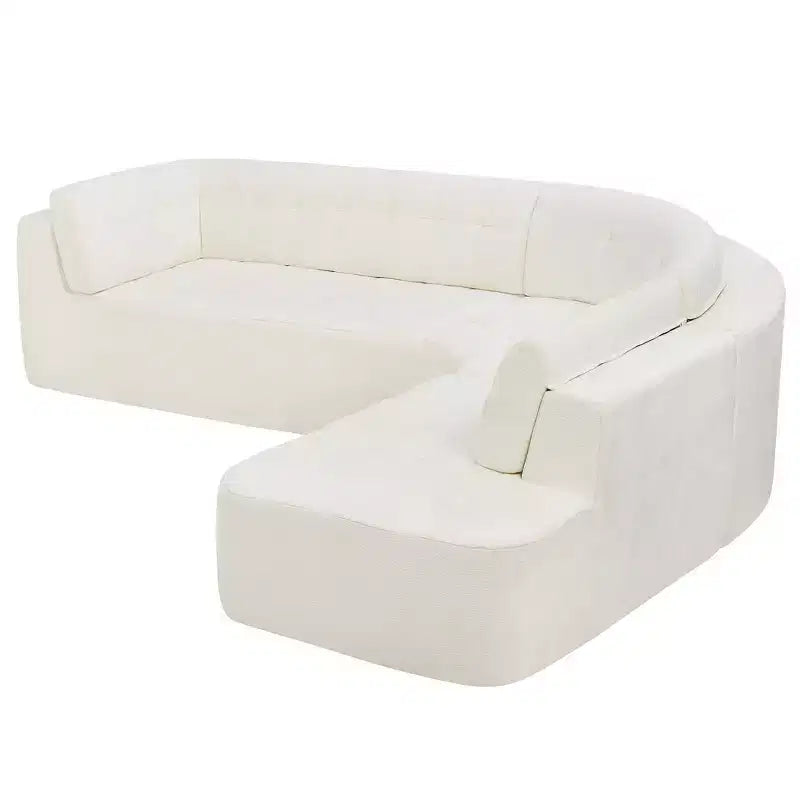 Whisen 119'' Modern L-Style Sectional Sofa, Minimalist Curved Right-Hand Facing Couch with Arms, Tufted Design, No Assembly Required