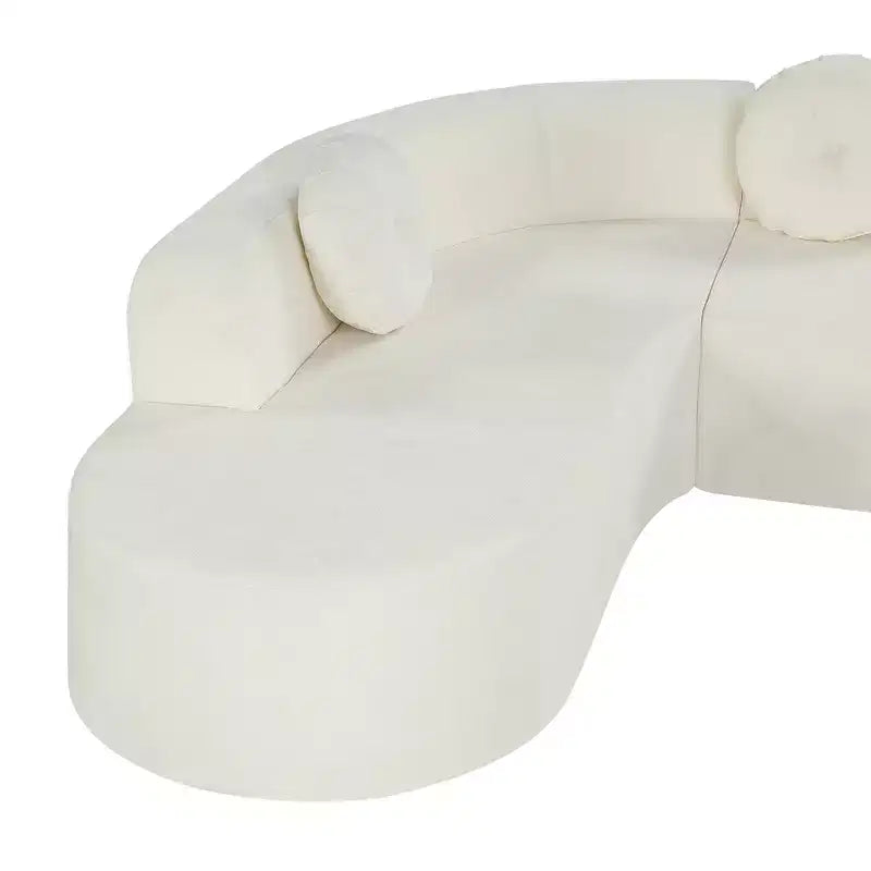 Whisen 122'' Extra Large Sectional Sofa, Elegant Fabric Upholstery Sofa Couch with Three Round Cushions , High-Resilience Foam
