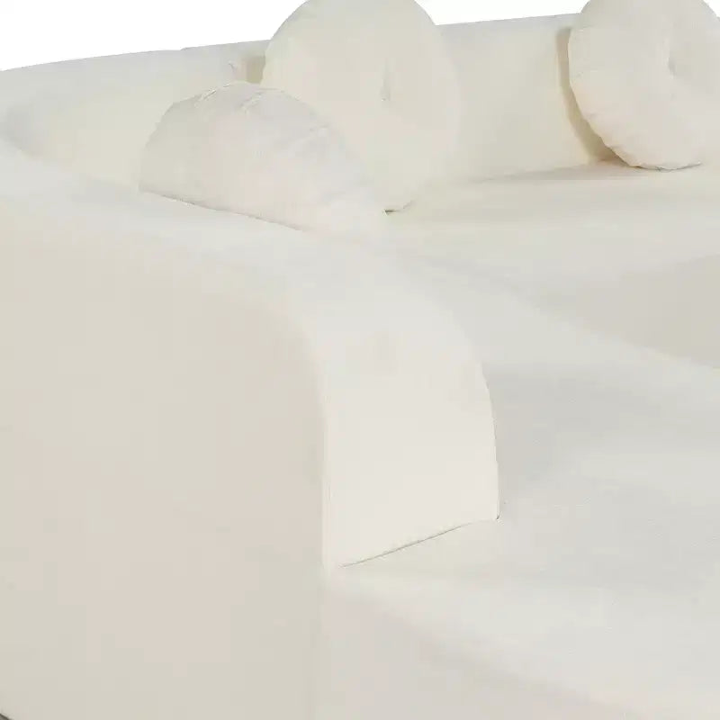 Whisen 122'' Extra Large Sectional Sofa, Elegant Fabric Upholstery Sofa Couch with Three Round Cushions , High-Resilience Foam
