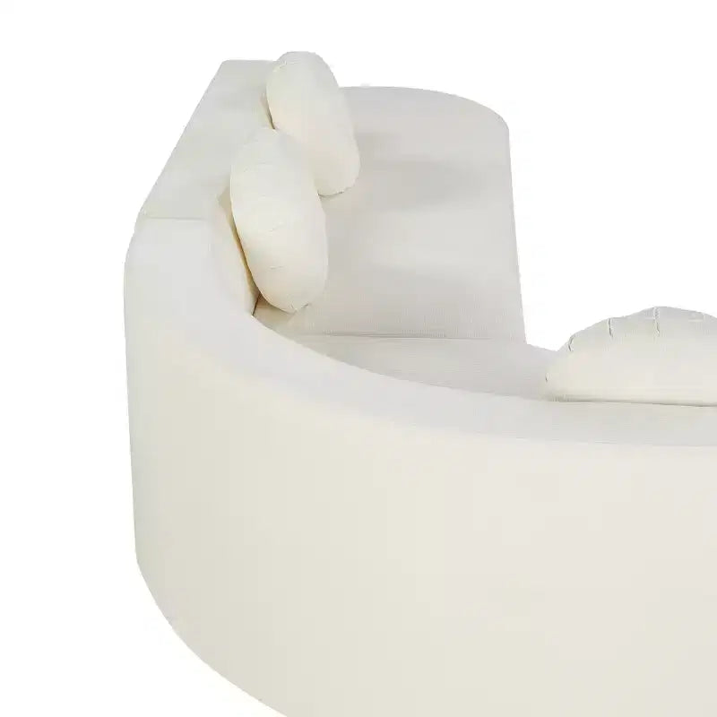 Whisen 122'' Extra Large Sectional Sofa, Elegant Fabric Upholstery Sofa Couch with Three Round Cushions , High-Resilience Foam