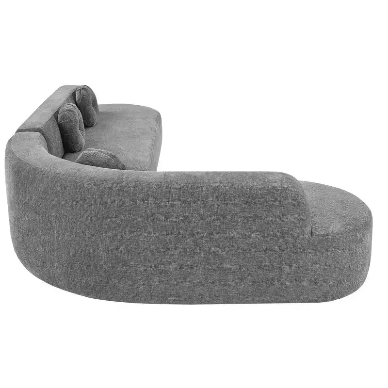 Whisen 122'' Extra Large Sectional Sofa, Elegant Fabric Upholstery Sofa Couch with Three Round Cushions , High-Resilience Foam