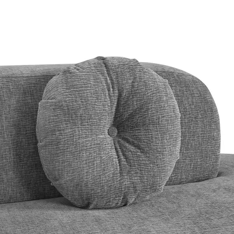 Whisen 122'' Extra Large Sectional Sofa, Elegant Fabric Upholstery Sofa Couch with Three Round Cushions , High-Resilience Foam