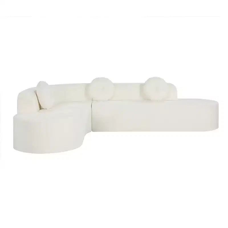 Whisen 122'' Extra Large Sectional Sofa, Elegant Fabric Upholstery Sofa Couch with Three Round Cushions , High-Resilience Foam