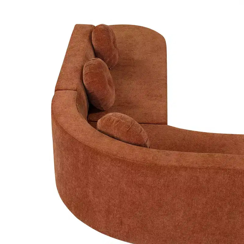 Whisen 122'' Extra Large Sectional Sofa, Elegant Fabric Upholstery Sofa Couch with Three Round Cushions , High-Resilience Foam
