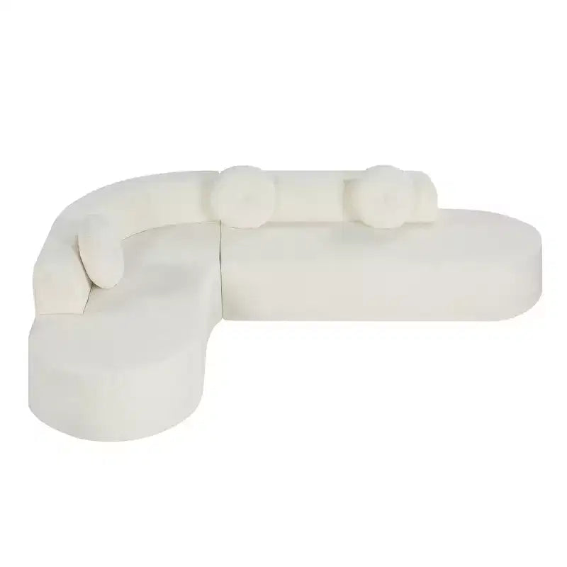Whisen 122'' Extra Large Sectional Sofa, Elegant Fabric Upholstery Sofa Couch with Three Round Cushions , High-Resilience Foam