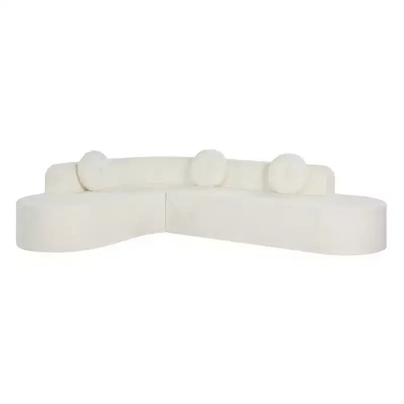 Whisen 122'' Extra Large Sectional Sofa, Elegant Fabric Upholstery Sofa Couch with Three Round Cushions , High-Resilience Foam