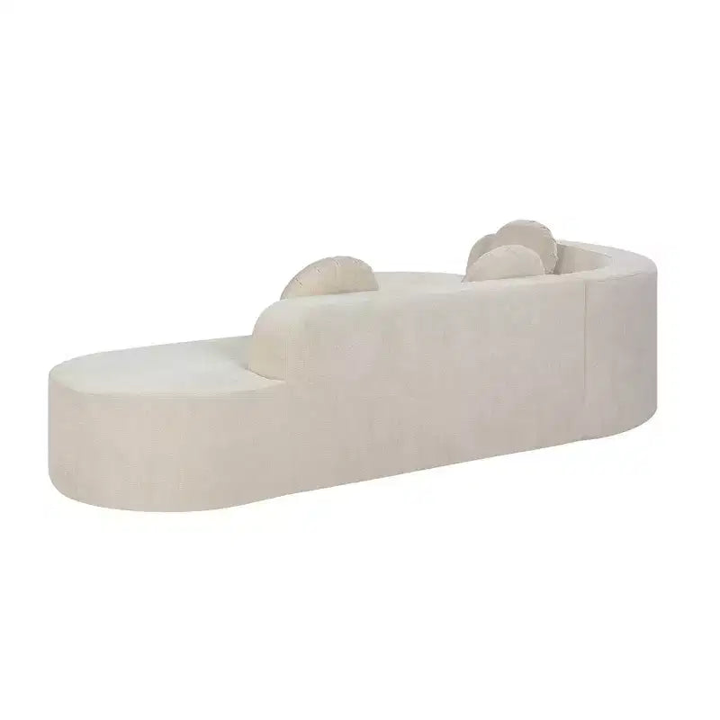 Whisen 122'' Extra Large Sectional Sofa, Elegant Fabric Upholstery Sofa Couch with Three Round Cushions , High-Resilience Foam