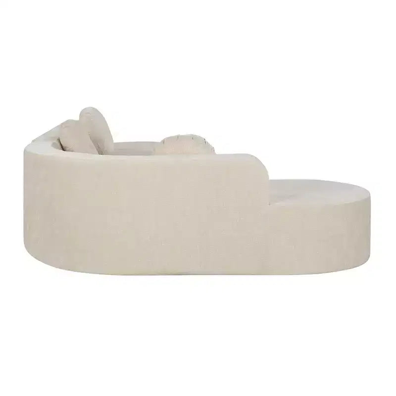 Whisen 122'' Extra Large Sectional Sofa, Elegant Fabric Upholstery Sofa Couch with Three Round Cushions , High-Resilience Foam