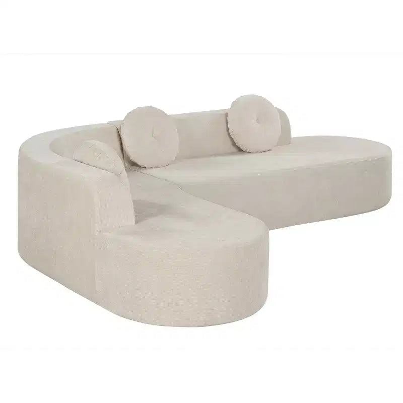 Whisen 122'' Extra Large Sectional Sofa, Elegant Fabric Upholstery Sofa Couch with Three Round Cushions , High-Resilience Foam