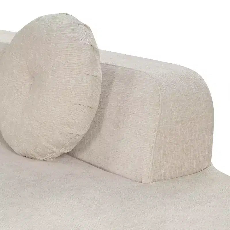 Whisen 122'' Extra Large Sectional Sofa, Elegant Fabric Upholstery Sofa Couch with Three Round Cushions , High-Resilience Foam