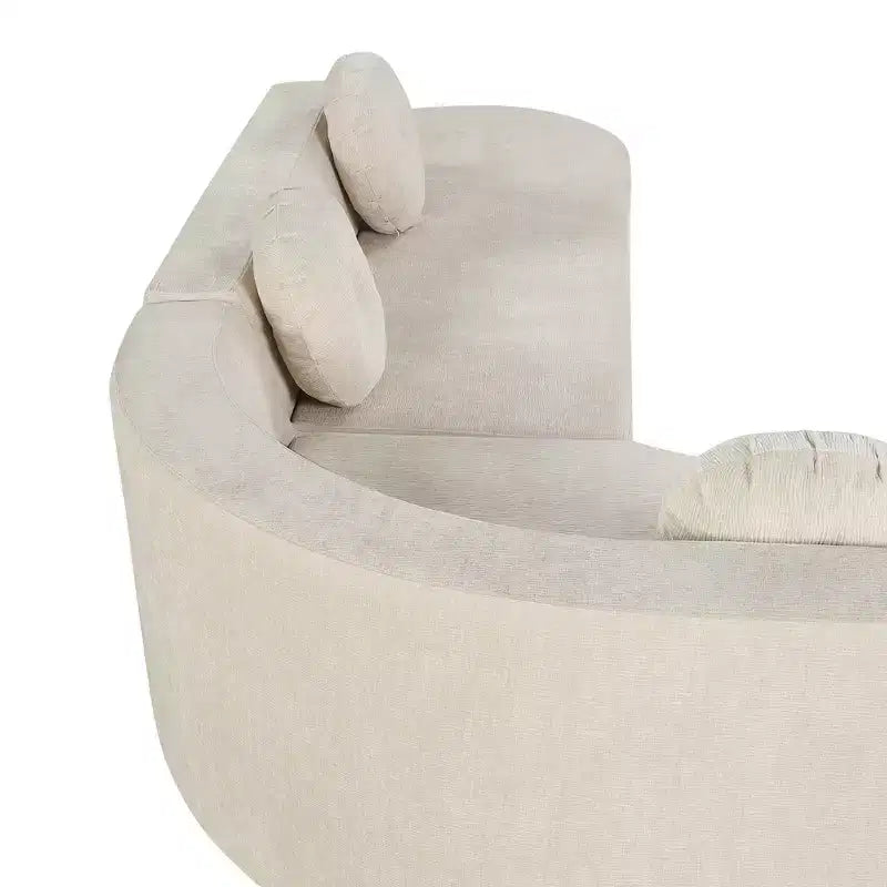 Whisen 122'' Extra Large Sectional Sofa, Elegant Fabric Upholstery Sofa Couch with Three Round Cushions , High-Resilience Foam