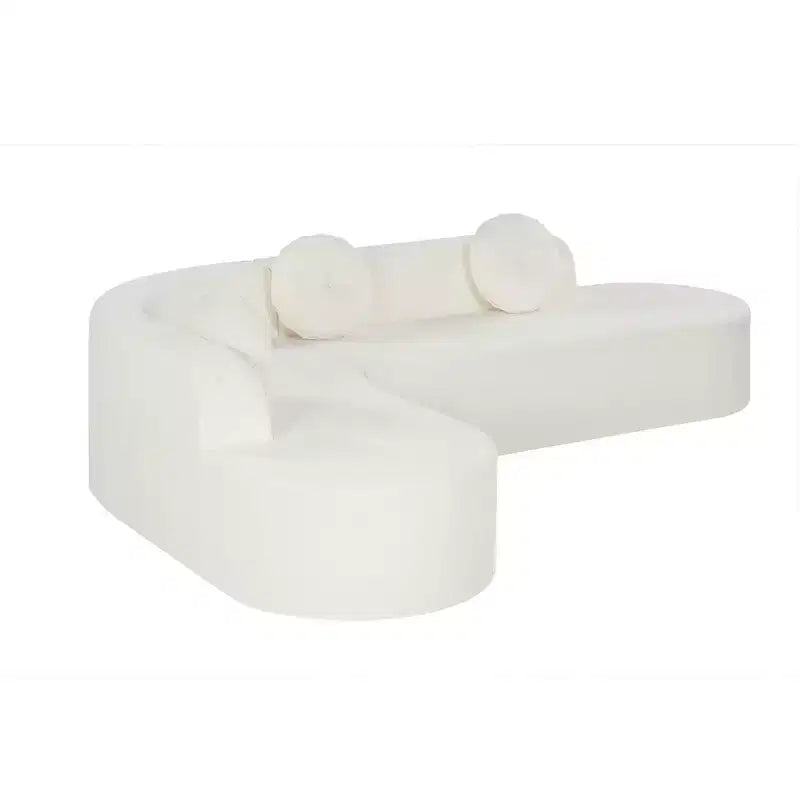 Whisen 122'' Extra Large Sectional Sofa, Elegant Fabric Upholstery Sofa Couch with Three Round Cushions , High-Resilience Foam