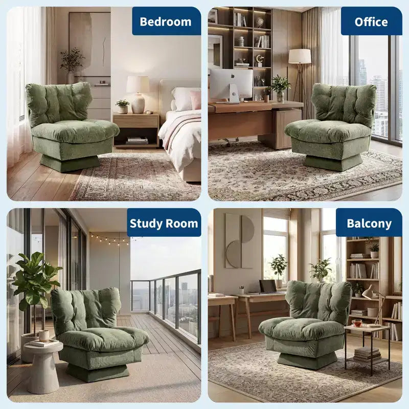 Modern Swivel Accent Chair - Cozy Chenille Upholstered Reading Chair with Thick Cushion, Decorative Club Chair for Living Room Bedroom Office