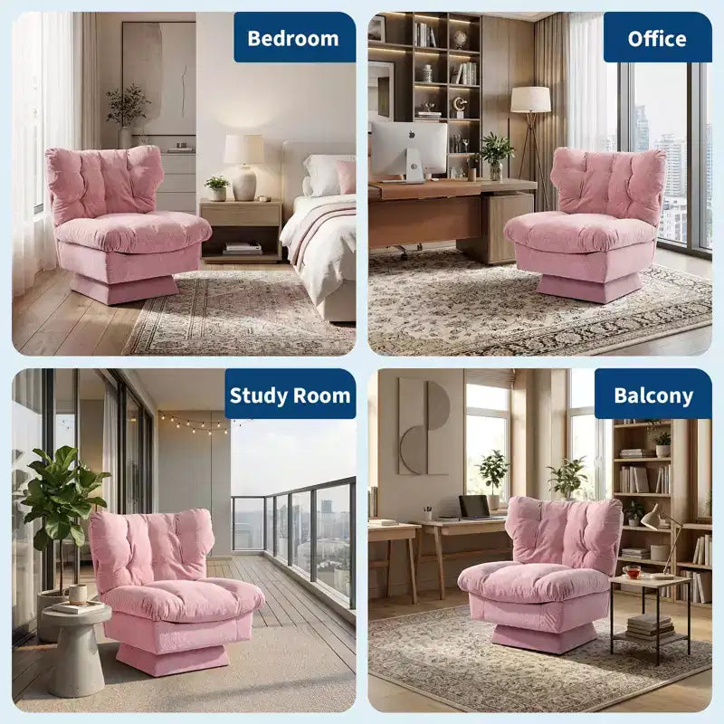 Modern Swivel Accent Chair - Cozy Chenille Upholstered Reading Chair with Thick Cushion, Decorative Club Chair for Living Room Bedroom Office