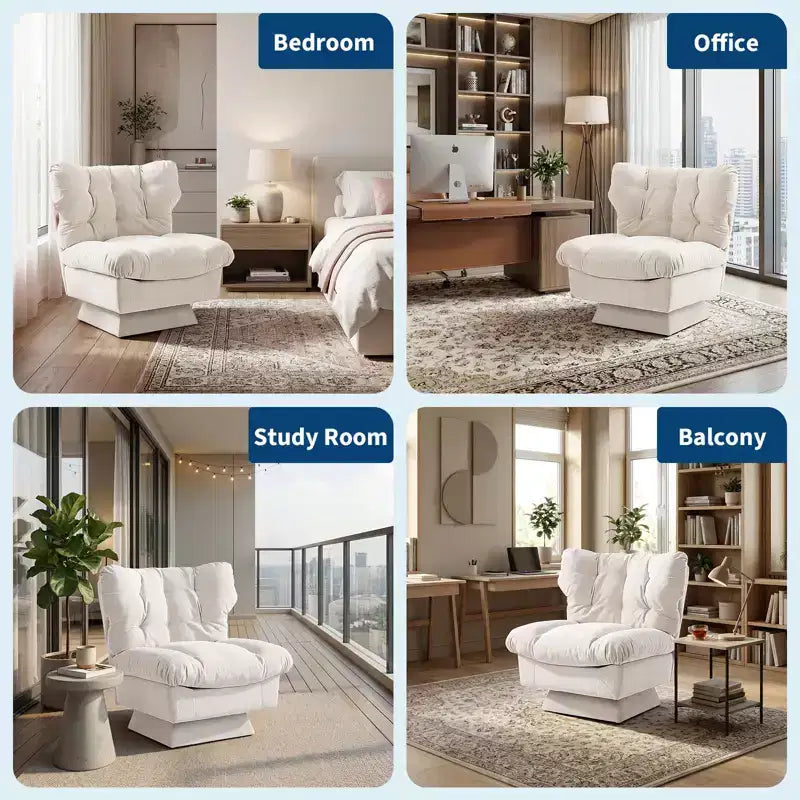 Modern Swivel Accent Chair - Cozy Chenille Upholstered Reading Chair with Thick Cushion, Decorative Club Chair for Living Room Bedroom Office