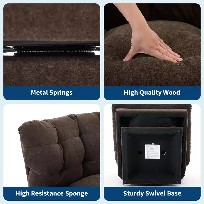 Modern Swivel Accent Chair - Cozy Chenille Upholstered Reading Chair with Thick Cushion, Decorative Club Chair for Living Room Bedroom Office