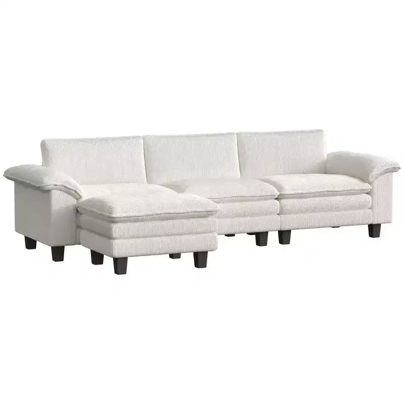 HOMCOM Sectional Sofa, L Shaped Couch with Deep Seat, Movable Ottoman and Pillow-top Armrests