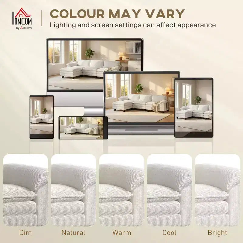 HOMCOM Sectional Sofa, L Shaped Couch with Deep Seat, Movable Ottoman and Pillow-top Armrests