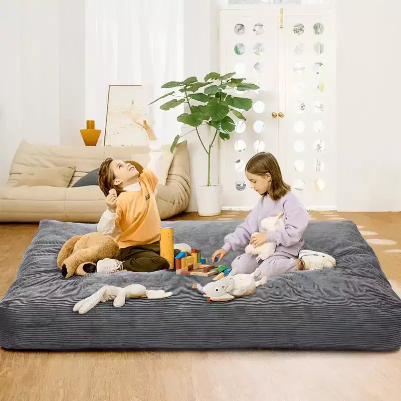 COZONY Convertible Bean Bag Chair Bed, 2-in-1 Corduroy Floor Sofa & Guest Mattress with Removable Cover