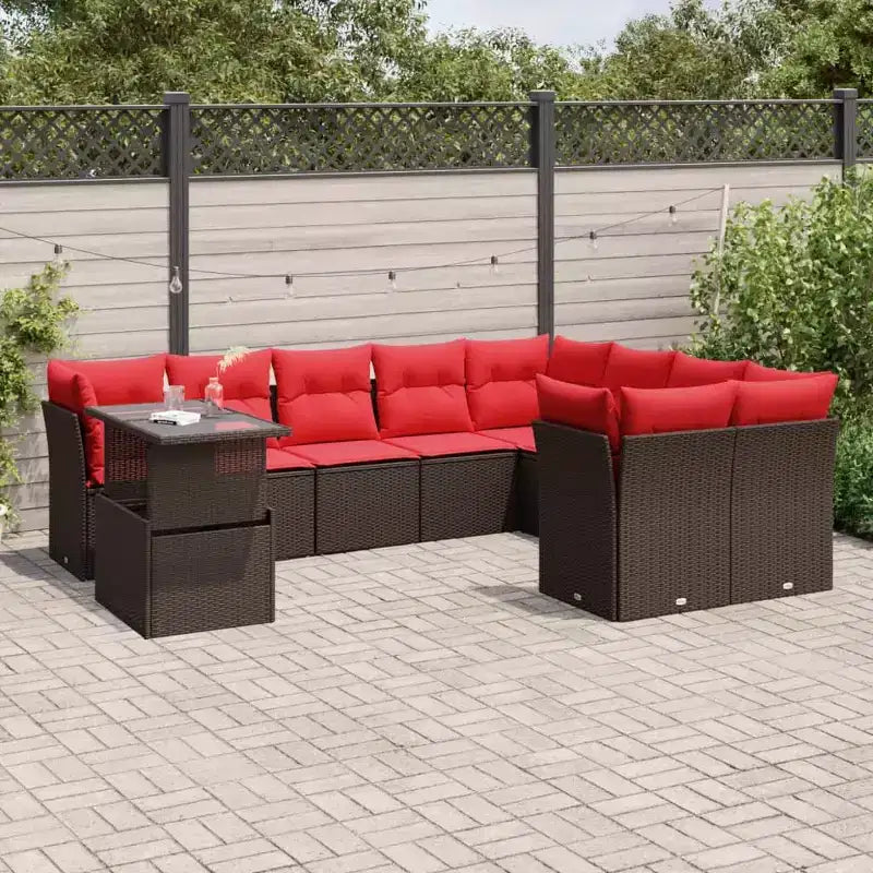 vidaXL Juego de Sofás de Jardín con Cojines y Mesa de Ratán Sintético para Exterior