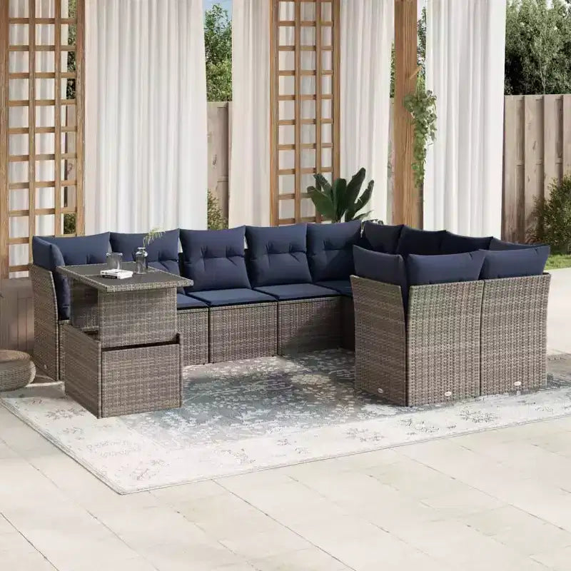 vidaXL Juego de Sofás de Jardín con Cojines y Mesa de Ratán Sintético para Exterior
