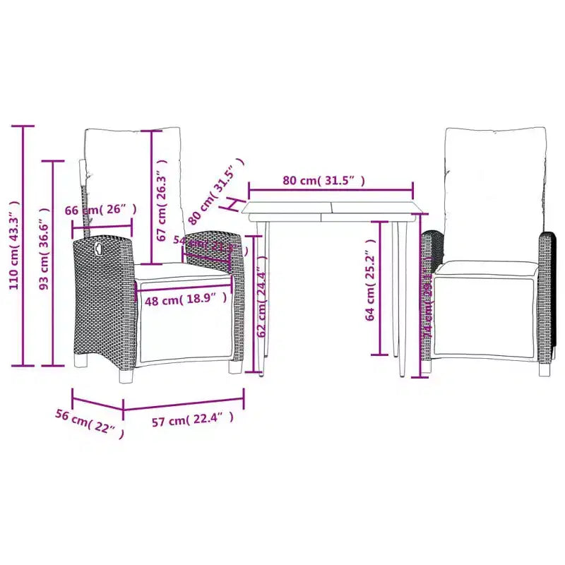 Conjunto de Comedor de Jardín vidaXL