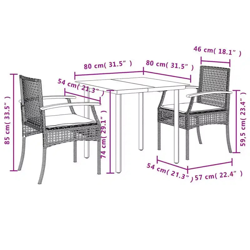 vidaXL Conjunto de comedor para patio de 4 plazas ratán PE 5 piezas