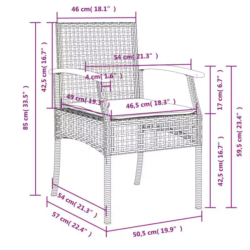 vidaXL Conjunto de comedor para patio de 4 plazas ratán PE 5 piezas