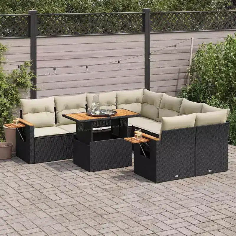 vidaXL Conjunto de Sofás de Jardín de Ratán PE Patas Ajustables