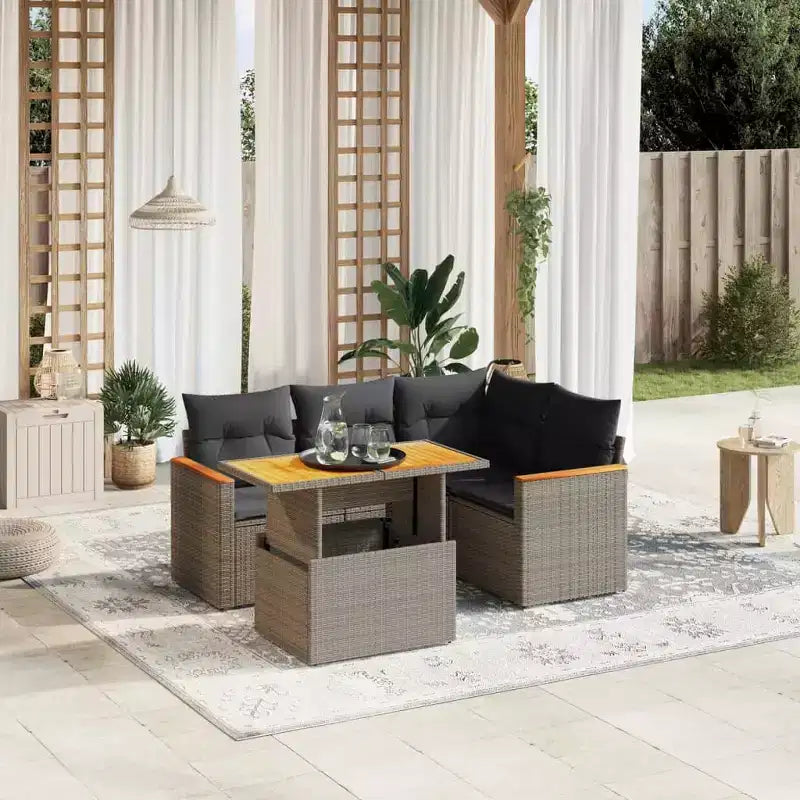 vidaXL Conjunto de Sofás de Jardín Contemporáneo con Cojines