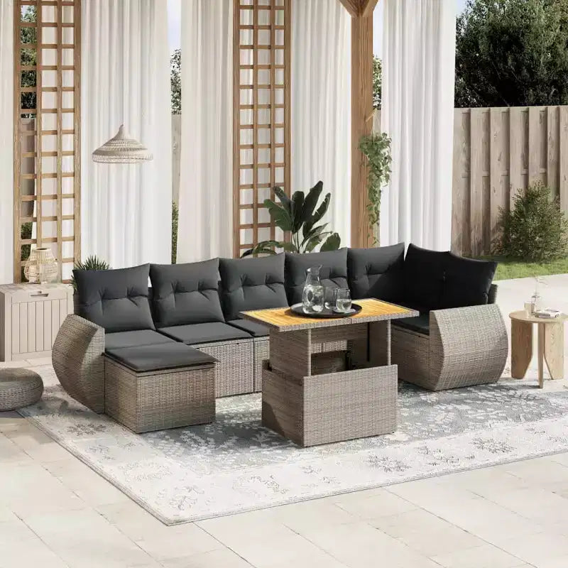 vidaXL Salon de jardin en résine tressée Standard Accoudoirs réglables