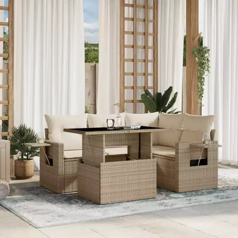 vidaXL Juego de Sofás Modulares de Jardín con Cojines - Muebles de Ratán Sintético