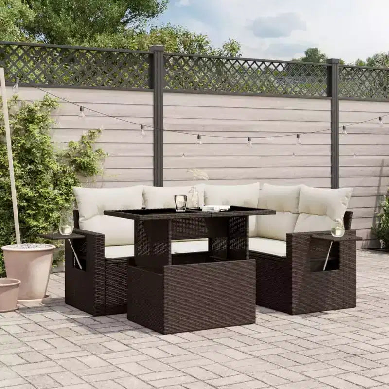 vidaXL Juego de Sofás Modulares de Jardín con Cojines - Muebles de Ratán Sintético