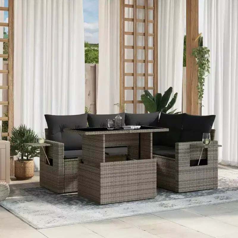vidaXL Juego de Sofás Modulares de Jardín con Cojines - Muebles de Ratán Sintético