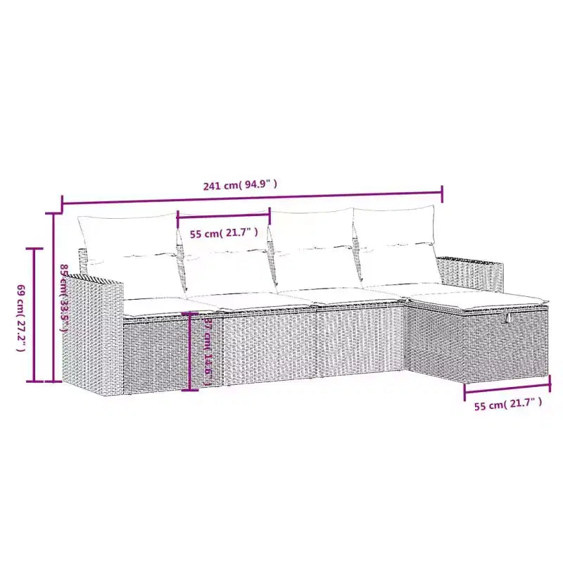 vidaXL Salon de jardin modulaire avec coussins, disponible en différentes couleurs