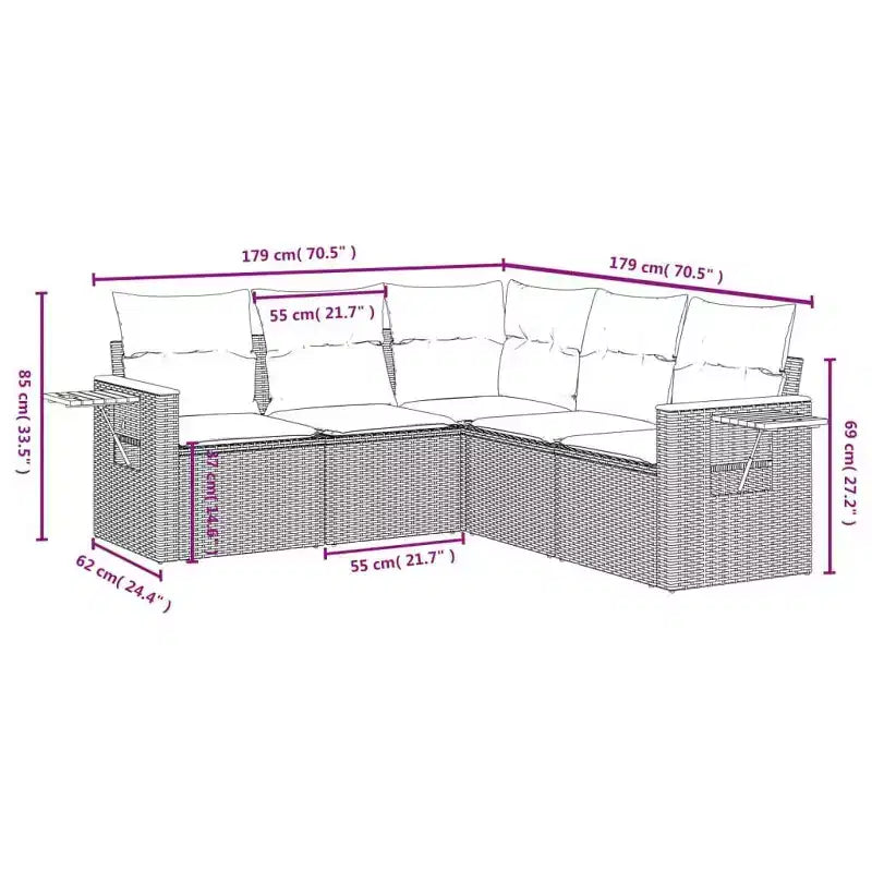 Conjunto de sofá de jardín vidaXL contemporáneo con cojines