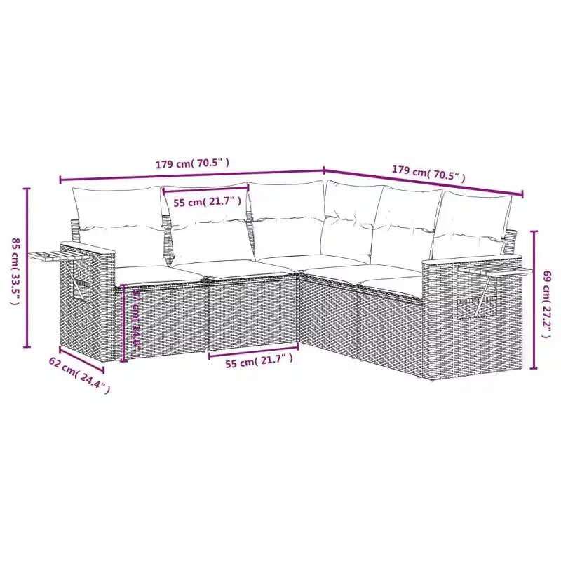 Conjunto de sofá de jardín vidaXL contemporáneo con cojines